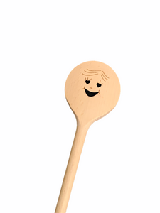Lepel Hout Rond 30cm Smiley