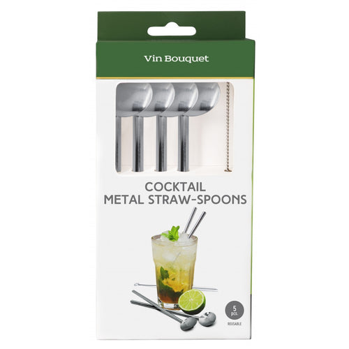 Cocktail rietjes staal set 4